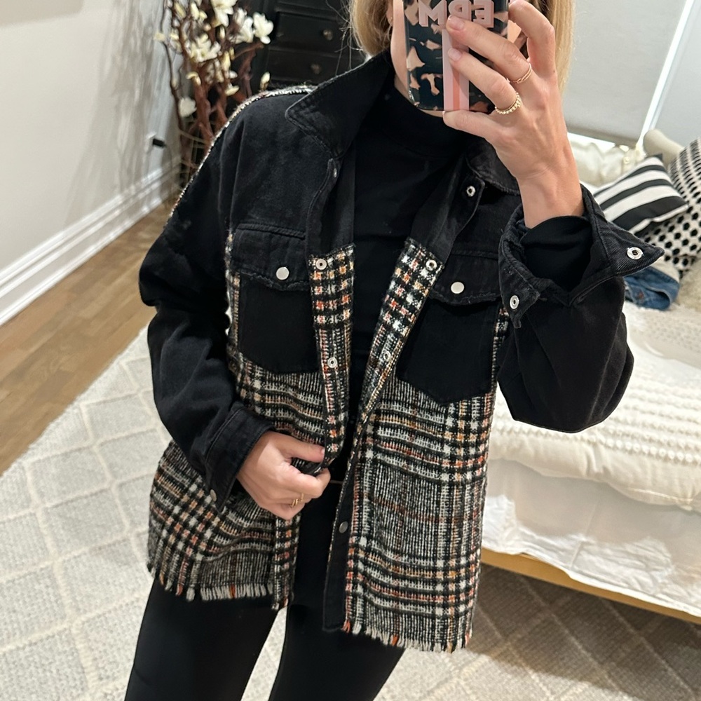 Zara Denim Flannel Shirt Jacket S